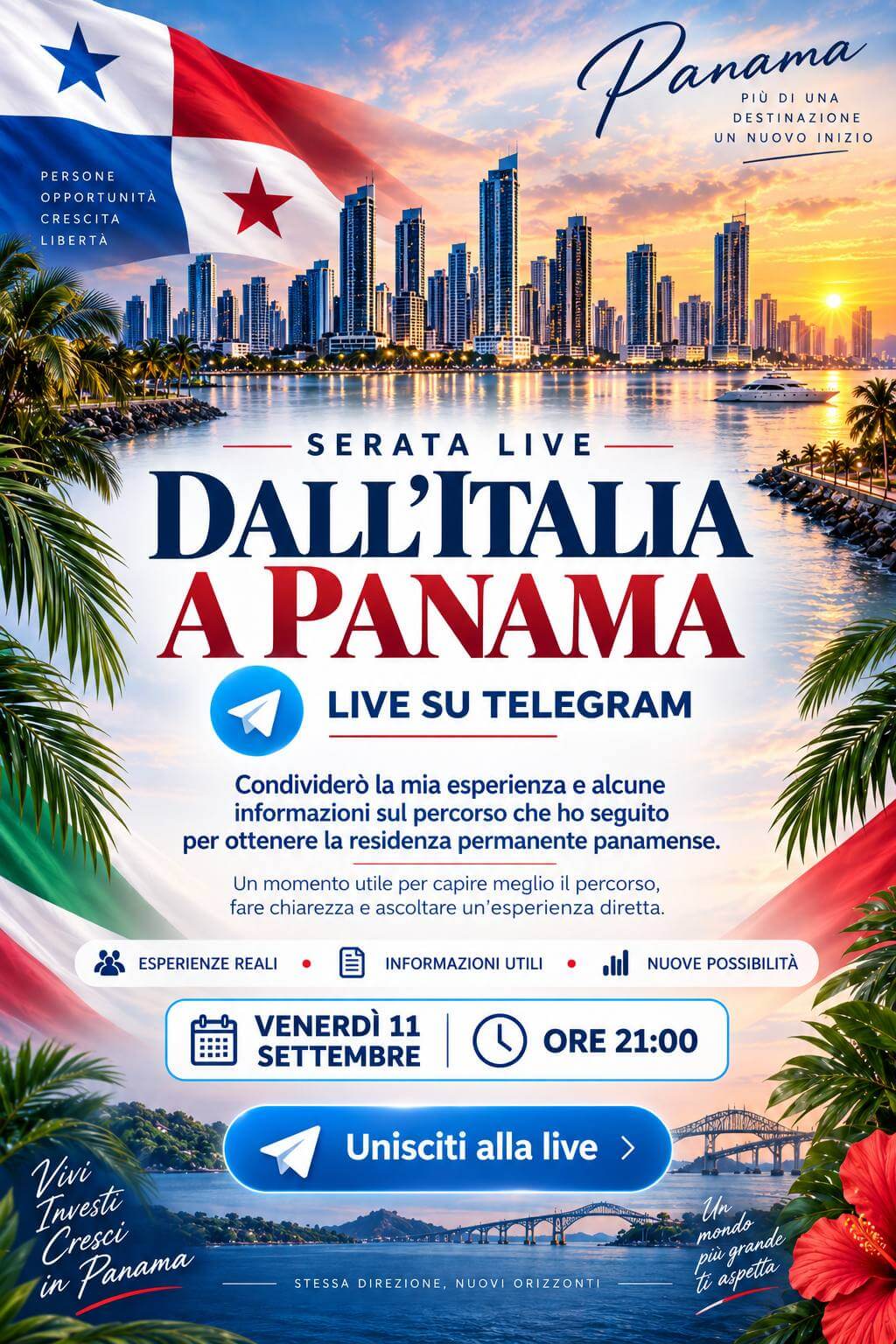 Dall'Italia a Panama, live su Telegram
